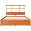 vidaXL Ágykeret tároló fejtámlával Viaszbarna 140 x 190 cm Tömör fenyő