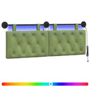 vidaXL Függesztett ágyfej LED fényekkel Világos zöld Bársony
