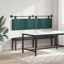 vidaXL Függesztett ágyfej LED fényekkel Sötétzöld Szövet