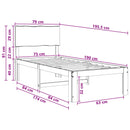 vidaXL Egyszemélyes Ágykeret Fejtámlával ROSTOCK Fehér 75 x 190 cm