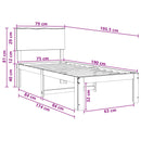 vidaXL Egyszemélyes Ágykeret Fejtámlával ROSTOCK Fehér 75 x 190 cm