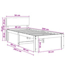 vidaXL Egyszemélyes Ágykeret Fejtámlával ROSTOCK Fehér 90 x 200 cm