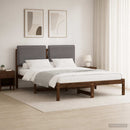vidaXL Ágykeret Kárpitozott Fejtámlával Sötétbarna és világosszürke
