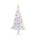 vidaXL Mű karácsonyfa 150 LED-del állvánnyal Fehér 120 cm PVC és Acél