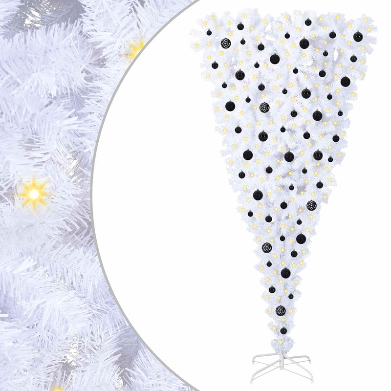 vidaXL Mű karácsonyfa 300 LED-del állvánnyal Fehér 210 cm PVC és Acél