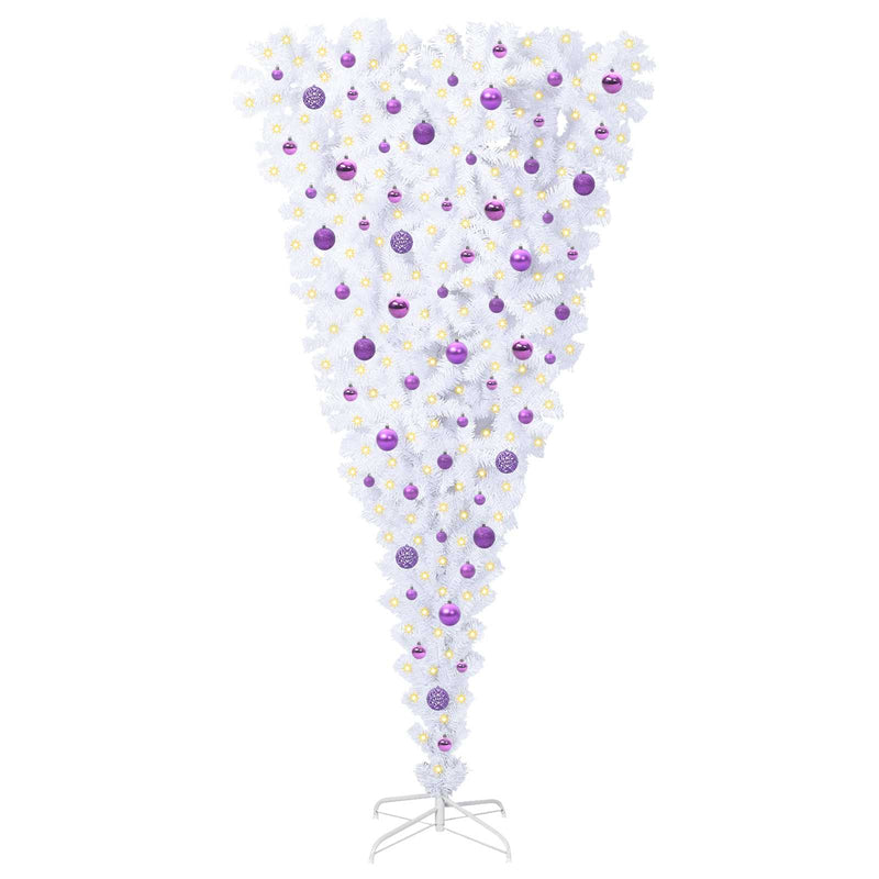 vidaXL Mű karácsonyfa 300 LED-del állvánnyal Fehér 210 cm PVC és Acél