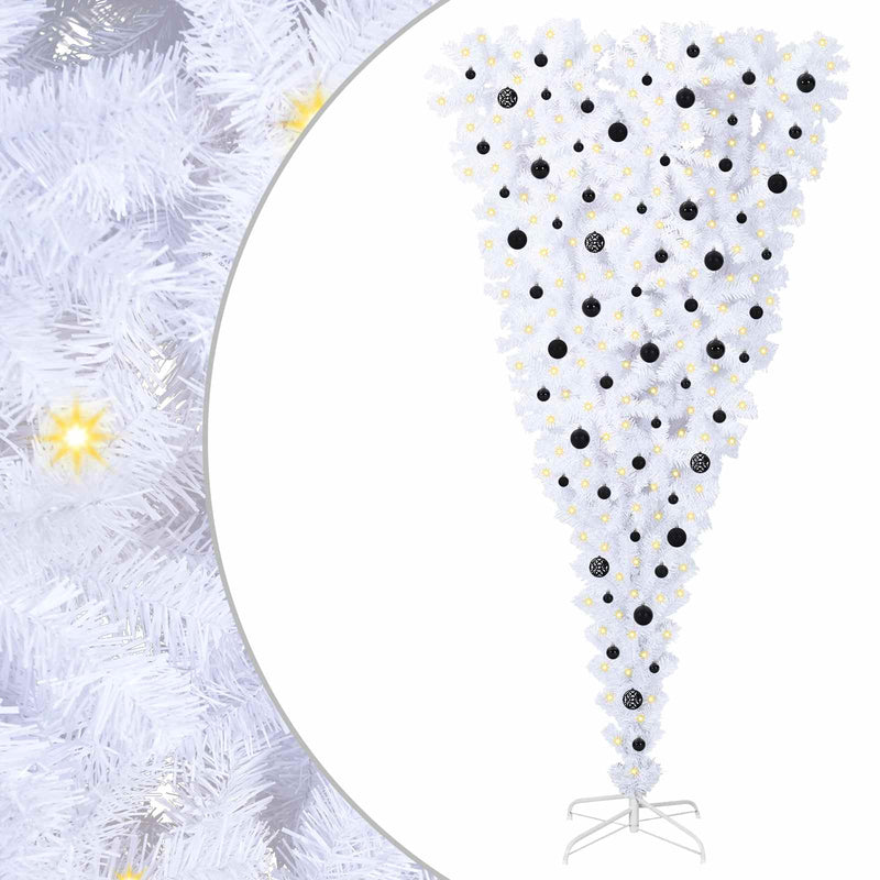 vidaXL Mű karácsonyfa 300 LED-del állvánnyal Fehér 240 cm PVC és Acél