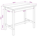 VidaXL Magas bárasztal EKAI Fekete 112 x 70 x 91 cm Tömör Fenyőfa