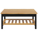 VidaXL Dohányzóasztal EKAI Fekete 100 x 60 x 45,5 cm Tömör Fenyőfa
