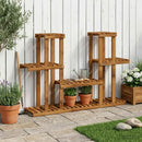 vidaXL Növényállvány Természetes 123 x 25 x 78,5 cm Tömör Akácfa