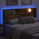 vidaXL LED fejvédős tároló Antik Fa 160 cm Szerelt Fa