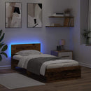 vidaXL LED-es Ágykeret Antik Fa 80 x 200 cm Szerelt Fa