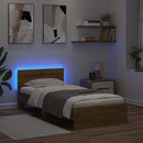 vidaXL LED-es Ágykeret Kézműves Tölgy színű 80 x 200 cm Szerelt Fa