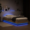 vidaXL LED-es Ágykeret Kézműves Tölgy színű 80 x 200 cm Szerelt Fa