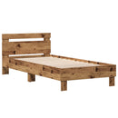vidaXL Ágykeret támlával Antik Fa 80 x 200 cm Szerelt Fa
