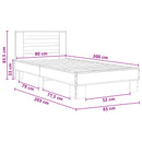 vidaXL Ágykeret támlával Sonoma Tölgy 80 x 200 cm Szerelt Fa
