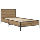 vidaXL Ágykeret támlával Kézműves Tölgy színű 80 x 200 cm Szerelt Fa
