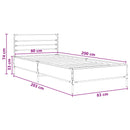 vidaXL Ágykeret Füstös Tölgy 80 x 200 cm Szerelt Fa