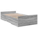 vidaXL Ágykeret tárolóval fiókkal Szürke Sonoma 80 x 200 cm Szerelt Fa