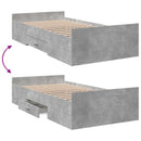 vidaXL Ágykeret tárolóval fiókkal Betonszürke 80 x 200 cm Szerelt Fa