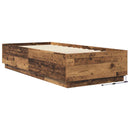 vidaXL LED-es Ágykeret LED szalagokkal Antik Fa 80 x 200 cm Szerelt Fa