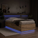 vidaXL LED-es Ágykeret Kézműves Tölgy színű 80 x 200 cm Szerelt Fa