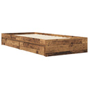 vidaXL Ágykeret tárolóval fiókkal Antik Fa 80 x 200 cm Szerelt Fa