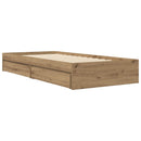 vidaXL Ágykeret tárolóval Kézműves Tölgy színű 80 x 200 cm Szerelt Fa