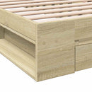 vidaXL Ágykeret tárolóval fiókkal Sonoma Tölgy 80 x 200 cm Szerelt Fa