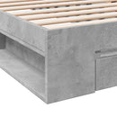 vidaXL Ágykeret tárolóval fiókkal Betonszürke 80 x 200 cm Szerelt Fa
