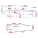 vidaXL Ágykeret tárolóval fiókkal Fekete Tölgy 80 x 200 cm Szerelt Fa