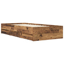 vidaXL Ágykeret tárolóval fiókkal Antik Fa 80 x 200 cm Szerelt Fa