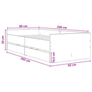 vidaXL Ágykeret tárolóval Betonszürke 80 x 200 cm Szerelt Fa