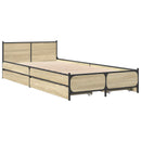 vidaXL Ágykeret támlával fiókkal Sonoma Tölgy 80 x 200 cm Szerelt Fa