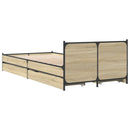 vidaXL Ágykeret támlával fiókkal Sonoma Tölgy 80 x 200 cm Szerelt Fa