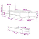 vidaXL Ágykeret támlával fiókkal Sonoma Tölgy 80 x 200 cm Szerelt Fa