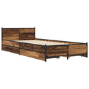 vidaXL Ágykeret támlával fiókkal Antik Fa 80 x 200 cm Szerelt Fa