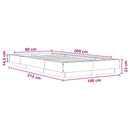 vidaXL Padlós ágykeret Betonszürke 80 x 210 cm Szerelt Fa