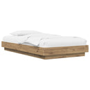 vidaXL Padlós ágykeret Kézműves Tölgy színű 80 x 210 cm Szerelt Fa