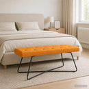 vidaXL Gombos varrású pad Sötét sárga 110 x 40 x 46 cm Szövet
