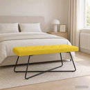 vidaXL Gombos varrású pad Világos sárga 110 x 40 x 46 cm Szövet