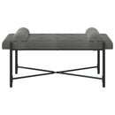 vidaXL Gombos pad párnákkal Sötétszürke 110 x 40 x 46 cm Bársony