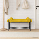 vidaXL Gombos pad párnákkal Sárga 110 x 40 x 46 cm Bársony
