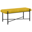 vidaXL Gombos pad párnákkal Sárga 110 x 40 x 46 cm Bársony