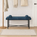 vidaXL Gombos pad párnákkal Kék 110 x 40 x 46 cm Bársony