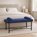 vidaXL Gombos pad párnákkal Rendőrségi kék 110 x 40 x 46 cm Bársony