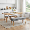 vidaXL Kéttagú pad Világosszürke 110 x 40 x 47 cm Szövet