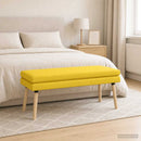 vidaXL Kéttagú pad Világos sárga 110 x 40 x 47 cm Szövet