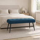 vidaXL Gombos varrású pad Kék 110 x 40 x 46 cm Bársony