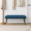 vidaXL Gombos varrású pad Kék 110 x 40 x 46 cm Bársony